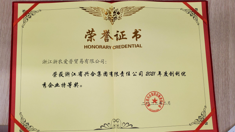 2021興合集團(tuán)創(chuàng)利優(yōu)秀企業(yè)特等獎